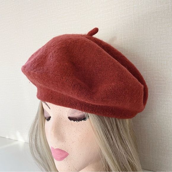 Light Rust, Pumpkin Spice French Beret Hat with Classic Tail at Center T… - Picture 2 of 8